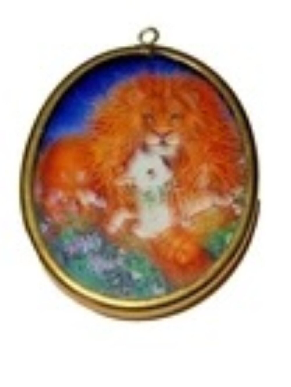 Vintage Lion Lamb Pendant Sun Catcher Gold Tone Fashion Jewelry Window Decor